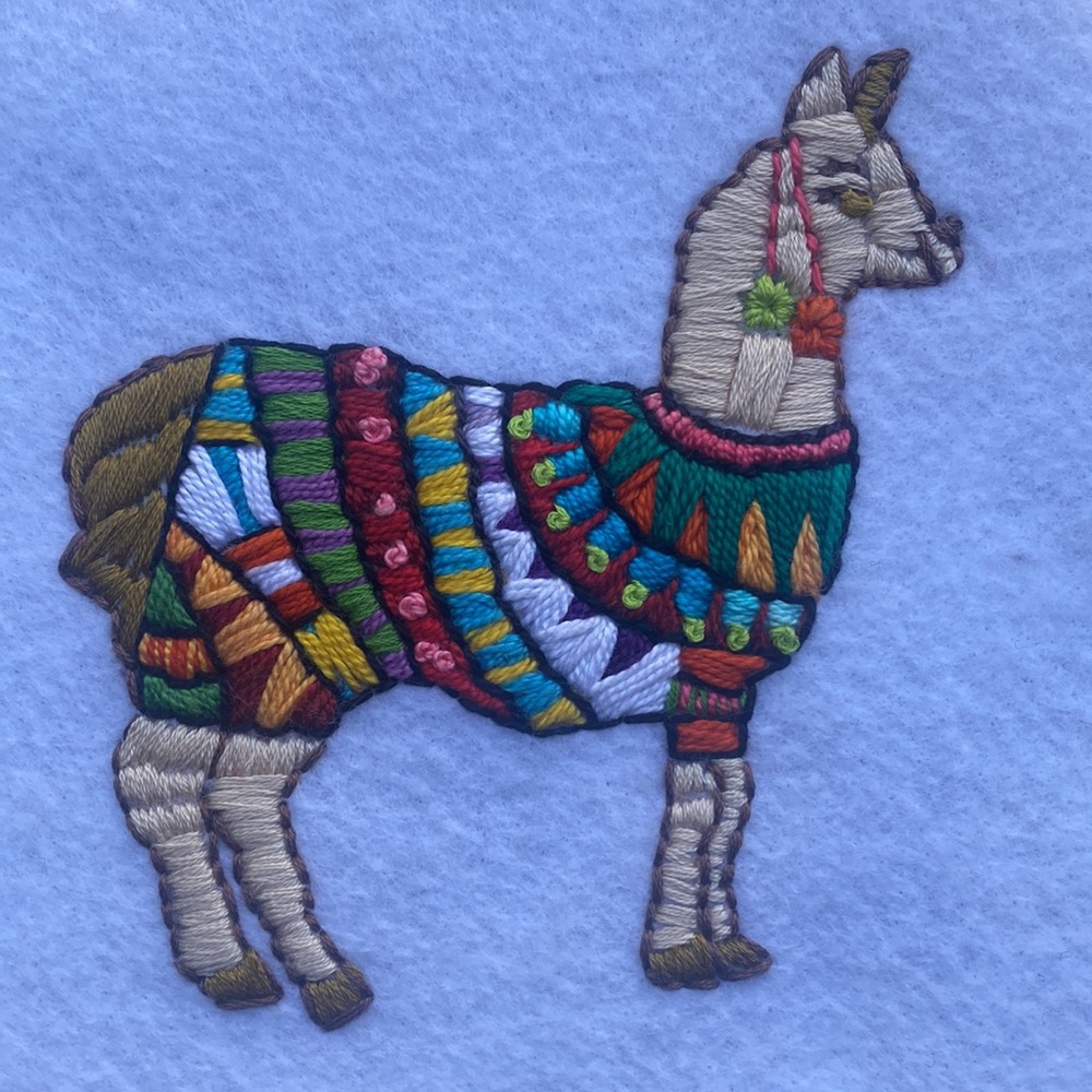 Hand Embroidered Llama - Picture 2 of 8